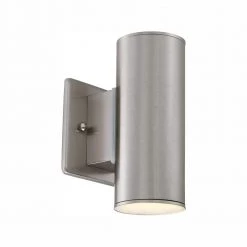 Barrow 7.5 in. Satin Platinum LED Outdoor Wall Lamp by Designers Fountain