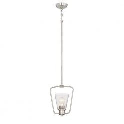 Printers Row 1-Light Satin Platinum Interior Incandescent Mini Pendant by Designers Fountain