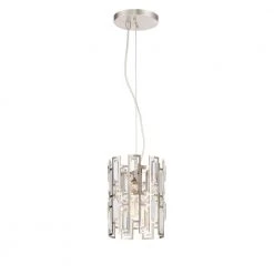 West 65th 1-Light Satin Platinum Interior Mini-Pendant by Designers Fountain