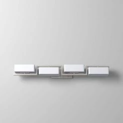 33.75 in. Meridian 4-Light Satin Platinum Retro Modern Bathroom Vanity Light with White Opal Glass Shades by Designers Fountain -Designers Fountain Shop satin platinum designers fountain vanity lighting 6714 sp 4f 1000