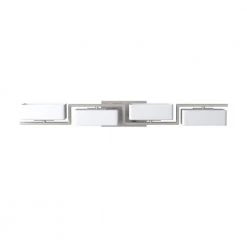 33.75 in. Meridian 4-Light Satin Platinum Retro Modern Bathroom Vanity Light with White Opal Glass Shades by Designers Fountain -Designers Fountain Shop satin platinum designers fountain vanity lighting 6714 sp fa 1000