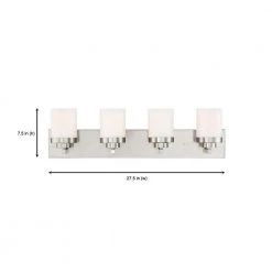 27.5 in. Kaden 4-Light Satin Platinum Modern Bathroom Vanity Light with Etched Opal Glass Shades by Designers Fountain -Designers Fountain Shop satin platinum designers fountain vanity lighting 69604 sp 1d 1000