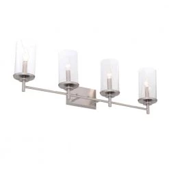 36.25 in. Harlowe 4-Light Satin Platinum Coastal Bathroom Vanity Light with Clear Glass Shades by Designers Fountain -Designers Fountain Shop satin platinum designers fountain vanity lighting 87204 sp 40 1000