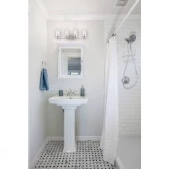 36.25 in. Harlowe 4-Light Satin Platinum Coastal Bathroom Vanity Light with Clear Glass Shades by Designers Fountain -Designers Fountain Shop satin platinum designers fountain vanity lighting 87204 sp 4f 1000