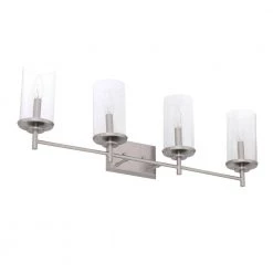 36.25 in. Harlowe 4-Light Satin Platinum Coastal Bathroom Vanity Light with Clear Glass Shades by Designers Fountain -Designers Fountain Shop satin platinum designers fountain vanity lighting 87204 sp a0 1000