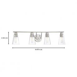 35 in. Echo 4-Light Satin Platinum Modern Bathroom Vanity Light with Clear Glass Shades by Designers Fountain -Designers Fountain Shop satin platinum designers fountain vanity lighting 87804 sp 1d 1000