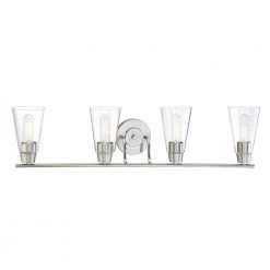 35 in. Echo 4-Light Satin Platinum Modern Bathroom Vanity Light with Clear Glass Shades by Designers Fountain -Designers Fountain Shop satin platinum designers fountain vanity lighting 87804 sp 40 1000