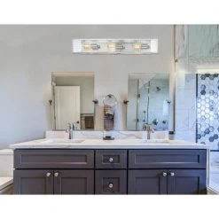 30.25 in. Pivot 3-Light Satin Platinum Contemporary Bathroom Vanity Light with Clear Lattice Glass Shade by Designers Fountain 13 30.25 in. Pivot 3-Light Satin Platinum Contemporary Bathroom Vanity Light with Clear Lattice Glass Shade by Designers Fountain -Designers Fountain Shop satin platinum designers fountain vanity lighting 88803 sp 31 1000