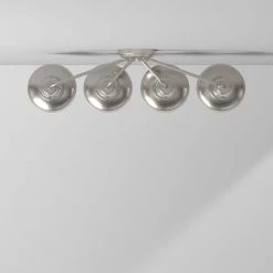 29.75 in. Dover 4-Light Satin Platinum Farmhouse Wall Mount Sconce Light with Clear Seedy Glass Shade by Designers Fountain -Designers Fountain Shop satin platinum designers fountain vanity lighting 91504 sp 1f 1000