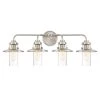 29.75 in. Dover 4-Light Satin Platinum Farmhouse Wall Mount Sconce Light with Clear Seedy Glass Shade by Designers Fountain -Designers Fountain Shop satin platinum designers fountain vanity lighting 91504 sp 64 1000