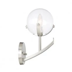 6.35 in. Spyglass 1-Light Satin Platinum Mid-Century Modern Wall Mount Sconce Light with Clear Glass Shade by Designers Fountain -Designers Fountain Shop satin platinum designers fountain vanity lighting 93801 sp 31 1000