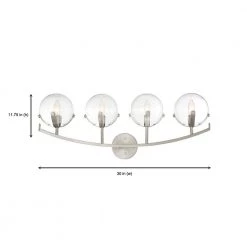30 in. Spyglass 4-Light Satin Platinum Mid-Century Modern Bathroom Vanity Light with Clear Glass Shades by Designers Fountain -Designers Fountain Shop satin platinum designers fountain vanity lighting 93804 sp 1d 1000