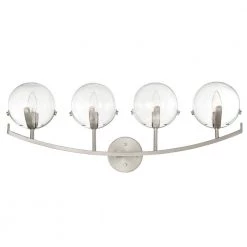 30 in. Spyglass 4-Light Satin Platinum Mid-Century Modern Bathroom Vanity Light with Clear Glass Shades by Designers Fountain -Designers Fountain Shop satin platinum designers fountain vanity lighting 93804 sp c3 1000
