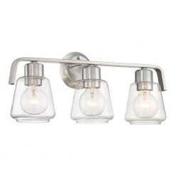 21 in. Riley 3-Light Satin Platinum Industrial Bathroom Vanity Light with Clear Glass Shades by Designers Fountain