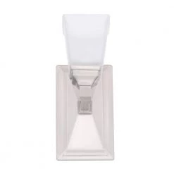 4.5 in. Trenton 1-Light LED Satin Platinum Transitional Bathroom Vanity Light with Frosted Glass Shade by Designers Fountain -Designers Fountain Shop satin platinum designers fountain vanity lighting led67801 sp 31 1000