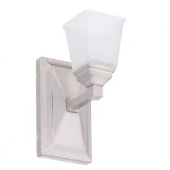 4.5 in. Trenton 1-Light LED Satin Platinum Transitional Bathroom Vanity Light with Frosted Glass Shade by Designers Fountain -Designers Fountain Shop satin platinum designers fountain vanity lighting led67801 sp 40 1000