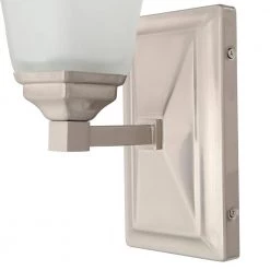 4.5 in. Trenton 1-Light LED Satin Platinum Transitional Bathroom Vanity Light with Frosted Glass Shade by Designers Fountain -Designers Fountain Shop satin platinum designers fountain vanity lighting led67801 sp 44 1000