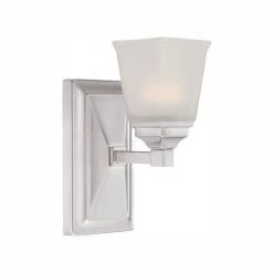4.5 in. Trenton 1-Light LED Satin Platinum Transitional Bathroom Vanity Light with Frosted Glass Shade by Designers Fountain
