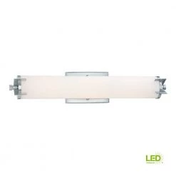 24 in. Aristo 1-Light LED Satin Platinum Contemporary Bathroom Vanity Light with Satin White Glass Shade by Designers Fountain -Designers Fountain Shop satin platinum designers fountain vanity lighting led68203 sp a0 1000