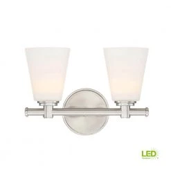 12.25 in. Parker 1-Light LED Satin Platinum Transitional Bathroom Vanity Light with Opal Glass Shades by Designers Fountain -Designers Fountain Shop satin platinum designers fountain vanity lighting led6892 sp 1d 1000