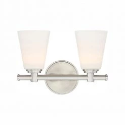 12.25 in. Parker 1-Light LED Satin Platinum Transitional Bathroom Vanity Light with Opal Glass Shades by Designers Fountain