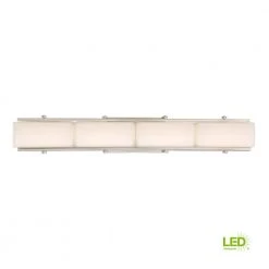 30 in. Rowan 1-Light LED Satin Platinum Contemporary Wall Mount Sconce Light with Frosted Glass Shade by Designers Fountain -Designers Fountain Shop satin platinum designers fountain vanity lighting led69304 sp 40 1000