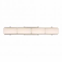 30 in. Rowan 1-Light LED Satin Platinum Contemporary Wall Mount Sconce Light with Frosted Glass Shade by Designers Fountain