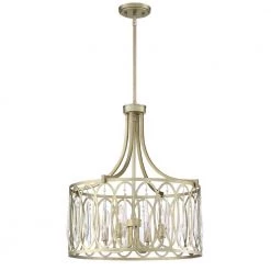 Hutton 21 in. 4-Light Sterling Gold Inverted Pendant by Designers Fountain