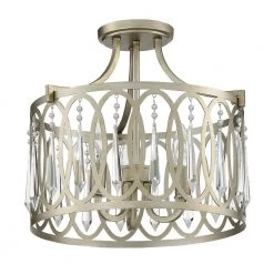 14.75 in. Hutton 3-Light Sterling Gold Ceiling Light Semi Flush Mount by Designers Fountain -Designers Fountain Shop sterling gold designers fountain flush mount lights 94411 sg 1f 1000