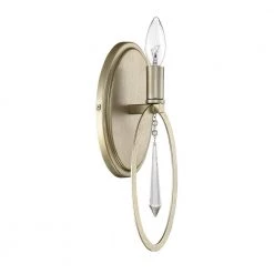5 in. Hutton 1-Light Sterling Gold Glam Wall Mount Sconce Light with Faceted Glass Crystal Accent by Designers Fountain -Designers Fountain Shop sterling gold designers fountain vanity lighting 94401 sg 1f 1000