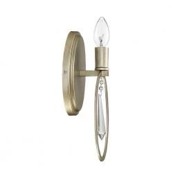5 in. Hutton 1-Light Sterling Gold Glam Wall Mount Sconce Light with Faceted Glass Crystal Accent by Designers Fountain -Designers Fountain Shop sterling gold designers fountain vanity lighting 94401 sg 44 1000