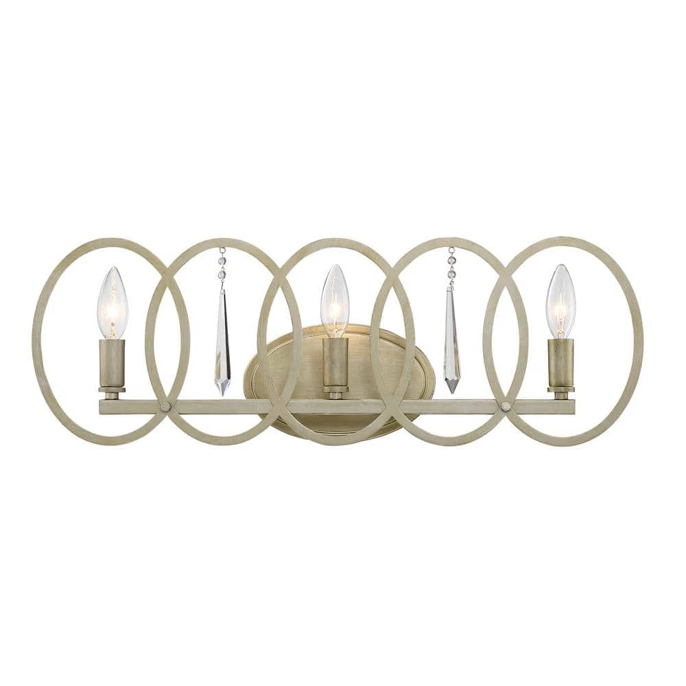24.5 in. Hutton 3-Light Sterling Gold Glam Bathroom Vanity Light with Faceted Crystal Accents by Designers Fountain 3 24.5 in. Hutton 3-Light Sterling Gold Glam Bathroom Vanity Light with Faceted Crystal Accents by Designers Fountain