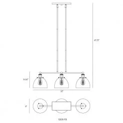 Bryson 3-Light Vintage Bronze Mid-Century Linear Chandelier with Clear Glass Shade by Designers Fountain -Designers Fountain Shop vintage bronze designers fountain chandeliers 92638 vb 1d 1000