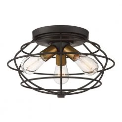 15 in. Jax 3-Light Vintage Bronze Interior Ceiling Light Flush Mount by Designers Fountain