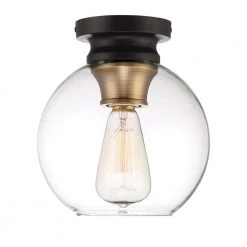 Ella 8.25 in. 1-Light Vintage Bronze Flush Mount Ceiling Light with Clear Glass Shade by Designers Fountain