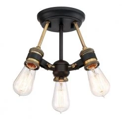13 in. Miles 3-Light Vintage Bronze Interior Ceiling Light Semi Flush Mount by Designers Fountain