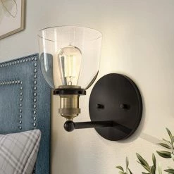 Bryson 5.88 in. 1-Light Vintage Bronze Mid-Century Modern Wall Mount Sconce Light with Clear Glass Shade by Designers Fountain -Designers Fountain Shop vintage bronze designers fountain vanity lighting 92601 vb 77 1000