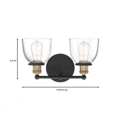 Bryson 14.88 in. 2-Light Vintage Bronze Mid-Century Modern Bathroom Vanity Light with Clear Glass Shades by Designers Fountain 14 Bryson 14.88 in. 2-Light Vintage Bronze Mid-Century Modern Bathroom Vanity Light with Clear Glass Shades by Designers Fountain -Designers Fountain Shop vintage bronze designers fountain vanity lighting 92602 vb 1d 1000