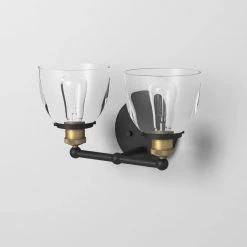 Bryson 14.88 in. 2-Light Vintage Bronze Mid-Century Modern Bathroom Vanity Light with Clear Glass Shades by Designers Fountain 17 Bryson 14.88 in. 2-Light Vintage Bronze Mid-Century Modern Bathroom Vanity Light with Clear Glass Shades by Designers Fountain -Designers Fountain Shop vintage bronze designers fountain vanity lighting 92602 vb 4f 1000