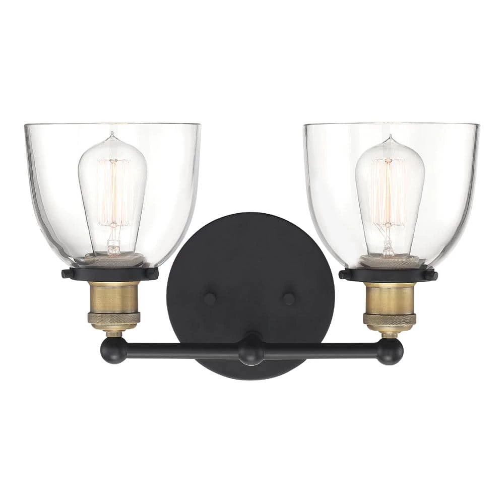 Bryson 14.88 in. 2-Light Vintage Bronze Mid-Century Modern Bathroom Vanity Light with Clear Glass Shades by Designers Fountain 3 Bryson 14.88 in. 2-Light Vintage Bronze Mid-Century Modern Bathroom Vanity Light with Clear Glass Shades by Designers Fountain