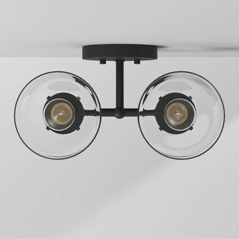 Bryson 14.88 in. 2-Light Vintage Bronze Mid-Century Modern Bathroom Vanity Light with Clear Glass Shades by Designers Fountain 11 Bryson 14.88 in. 2-Light Vintage Bronze Mid-Century Modern Bathroom Vanity Light with Clear Glass Shades by Designers Fountain - Image 9