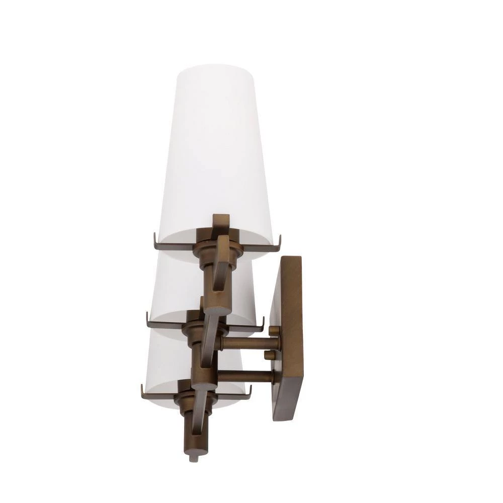 24 in. Hyde Park 3-Light Vintage Gold Modern Bathroom Vanity Light with Opal Glass Shades by Designers Fountain 7 24 in. Hyde Park 3-Light Vintage Gold Modern Bathroom Vanity Light with Opal Glass Shades by Designers Fountain - Image 5