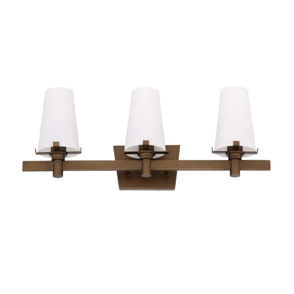 24 in. Hyde Park 3-Light Vintage Gold Modern Bathroom Vanity Light with Opal Glass Shades by Designers Fountain 3 24 in. Hyde Park 3-Light Vintage Gold Modern Bathroom Vanity Light with Opal Glass Shades by Designers Fountain