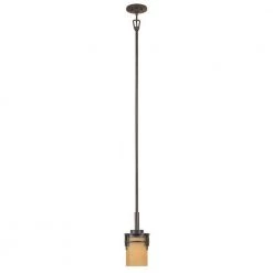 Mission Ridge 1-Light Warm Mahogany Hanging Mini Pendant by Designers Fountain