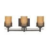 23.5 in. Mission Ridge 3-Light Warm Mahogany Mission Style Bathroom Vanity Light with Goldenrod Glass Shades by Designers Fountain
