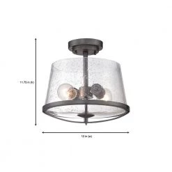 Darby 12 in. 2-Light Weathered Iron Industrial Ceiling Light Semi Flush Mount with Clear Seedy Glass Shade by Designers Fountain -Designers Fountain Shop weathered iron designers fountain flush mount lights 87011 wi 40 1000