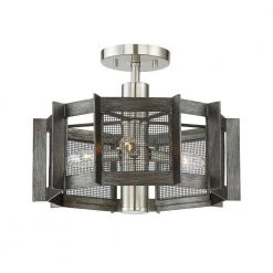 16.25 in. Baxter 3-Light Weathered Iron Ceiling Light Semi Flush Mount by Designers Fountain