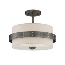 14 in. Garrett 2-Light Weathered Iron Interior Ceiling Light Semi Flush Mount by Designers Fountain