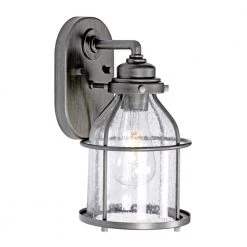 Brensten 11.75 in. Weathered Iron 1-Light Outdoor Wall Lamp with Clear Seedy Glass Shade by Designers Fountain -Designers Fountain Shop weathered iron designers fountain outdoor sconces 23121 wi 1d 1000