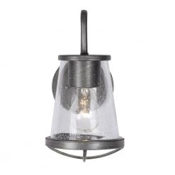 Darby 5.75 in. 1-Light Weathered Iron Industrial Wall Mount Sconce Light with Clear Seeded Glass Shade by Designers Fountain 12 Darby 5.75 in. 1-Light Weathered Iron Industrial Wall Mount Sconce Light with Clear Seeded Glass Shade by Designers Fountain -Designers Fountain Shop weathered iron designers fountain vanity lighting 87001 wi 40 1000